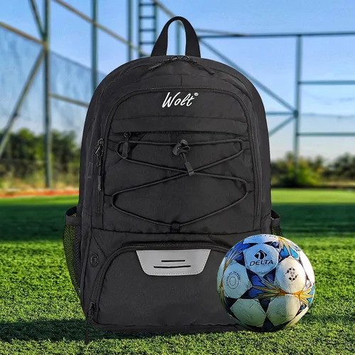 Miniatura 6 de WOLT - Mochila para balón de fútbol juvenil, bolsa deportiva con soporte para balón y compartimento para zapatos, para fútbol, fútbol americano