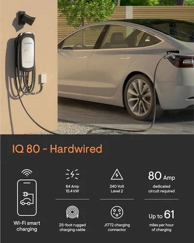 Miniatura 2 de Cargador EV inteligente de 64 amperios - Enphase IQ 80, cableado fijo, potencia de 15.4kW, 240V, conectado por Wi-Fi, certificado de seguridad