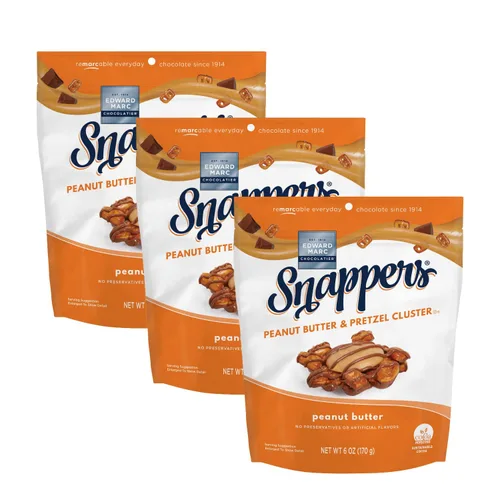 Miniatura 14 de Edward Marc Snappers Racimo de Caramelo Dulce y Pretzels - Bocadillo Crujiente de Pretzel con Chocolate Negro y Sal Marina para Adultos y Niños - 6