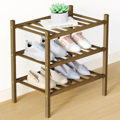Miniatura 96 de Smiry Zapatero de bambú para clóset, organizador de zapatos apilable de 4 niveles largo de madera, estante de almacenamiento de zapatos Negro
