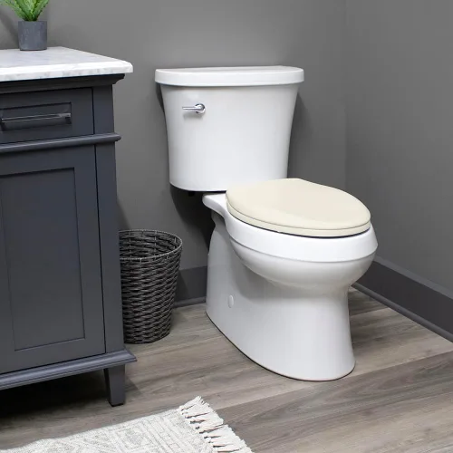 Miniatura 3 de Bemis Ashland - Asiento de inodoro de madera moderno con borde decorativo, cierre lento, bisagras seguras, fabricado en Estados Unidos, redondo