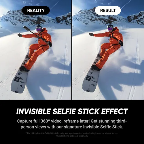 Miniatura 6 de Insta360 X5 Paquete Esencial - Cámara de acción 360 impermeable de 8K El paquete incluye palo para selfies, batería extra, estuche de carga