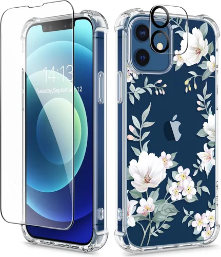 Miniatura 57 de GVIEWIN - Funda floral para iPhone 14 de 6.1 pulgadas, protector de pantalla + protector de lente de cámara, no se amarillenta, a prueba de golpes