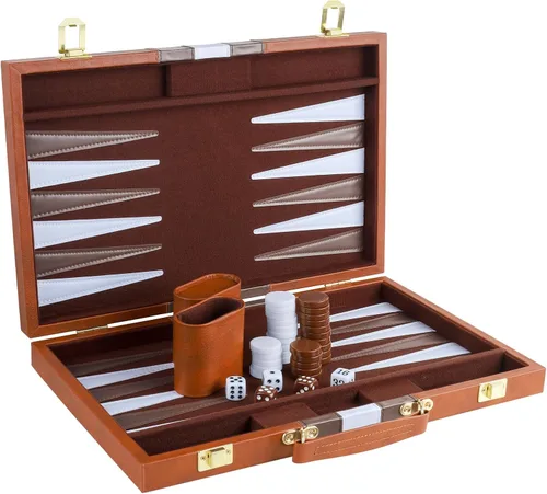 Miniatura 12 de Backgammon - Juego de 2 jugadores clásico de backgammon para adultos, juego de mesa con funda de piel sintética, portátil y juego de backgammon