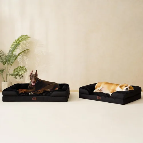 Miniatura 8 de EHEYCIGA - Cama ortopédica XL de perro grande/muy grande, impermeable, de espuma viscoelástica y espuma tipo caja de huevos, bordes elevados, Negro