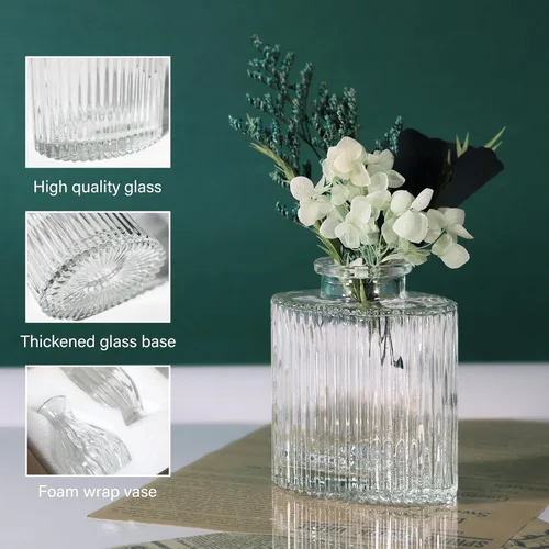 Miniatura 11 de Juego de 4 jarrones de cristal, 4 tamaños de florero pequeño para decoración de mesa de fiesta o hogar