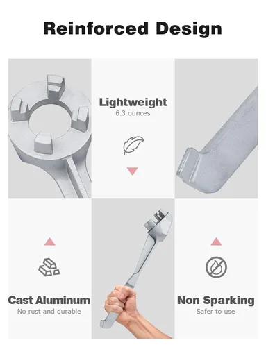 Miniatura 2 de Mellbree - Llave de tapón de aluminio - Herramienta para abrir barriles de galones de 10, 15, 20, 30, 50, 55 galones - Se ajusta a tapas de bung
