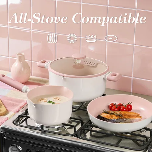 Miniatura 9 de CAROTE Sartén profunda antiadherente de 11 pulgadas con tapa, sartén de chef de 5 cuartos con boquilla de vertido, sartén para cocina de inducción