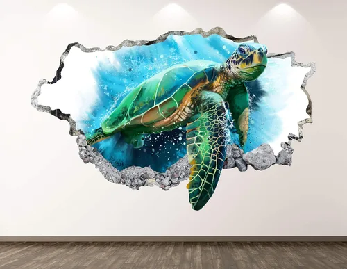 Calcomanía de pared de tortuga, decoración 3D de animales marinos aplastados, póster para habitación de niños, regalo personalizado BL2454 (22