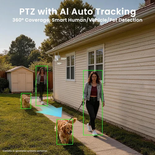 Miniatura 4 de xmartO Sistema de cámara de seguridad solar sin cables inalámbrico para exteriores/interiores, seguimiento PTZ AI, 4K de largo alcance WiFi 6