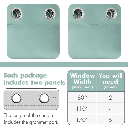 Miniatura 6 de MIULEE Cortinas opacas para dormitorio o sala de estar, juego de 2 paneles de cortina para ventana con aislamiento térmico y bloqueo de luz