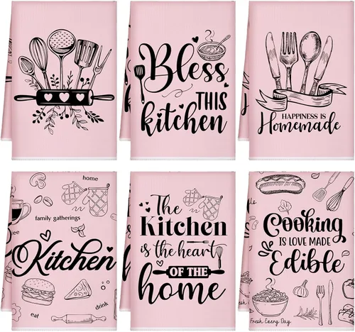 Miniatura 12 de Bencailor Juego de 6 Paños de Cocina de Plátanos Negros y Blancos Decorativos Toallas de Mano para Platos Absorbentes de Secado Rápido Toallas de Té