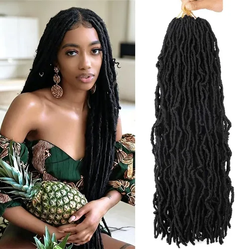 Miniatura 49 de 6 Paquetes Soft Locs Cabello de Ganchillo Pre Looped Faux Locs Trenzas de Ganchillo Goddess Locs Dreadlocs Cabello Sintético Para Mujeres Negras 1b