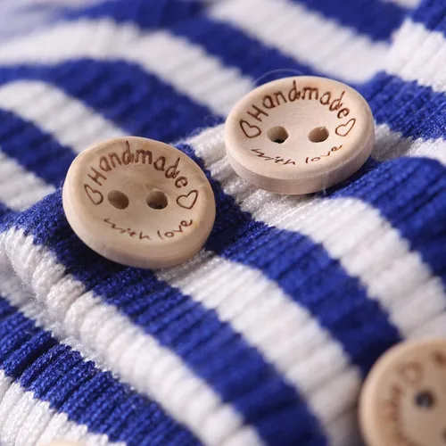 Miniatura 5 de 100 botones de madera hechos a mano de 3/4 pulgadas para manualidades y costura, forma redonda, 2 agujeros, 0.787 in