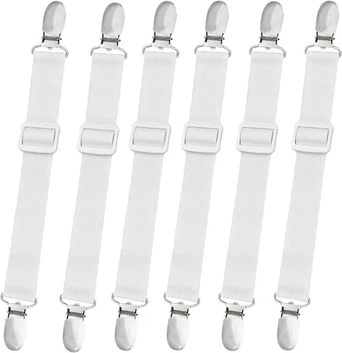 Miniatura 7 de 10 correas ajustables para sábanas, clips para sábanas, soporte elástico para sábanas bajeras, clips de correas de sábana bajera, tirantes de cierre
