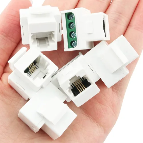Miniatura 5 de 6PCS RJ11 Tornillo Jack CAT3 Teléfono Keystone Jack Teléfono Cuatro Núcleos Módulo, Blanco