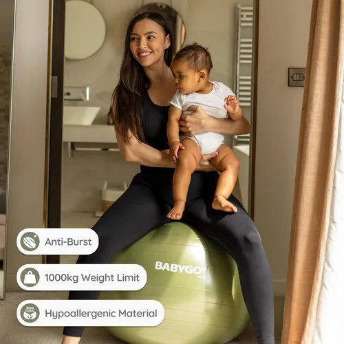 Miniatura 7 de BABYGO Pelota de Parto – Juego de pelota y libro de yoga para embarazo, trabajo de parto y ejercicio con enfoque en trimestres, fisioterapia de Oliva