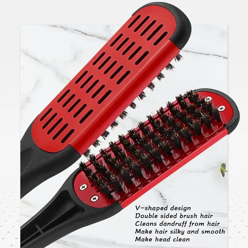 Miniatura 5 de Cepillo alisador de pelo, cepillo de doble cara para alisar la barba, cepillo profesional para barba, herramienta de peinado para alisar y estilos