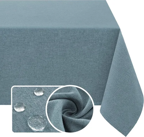 Miniatura 13 de H.VERSAILTEX Mantel de Lino Texturizado 60 x 84 pulgadas Impermeable Mantel Decorativo Antiderrames con Aspecto de Lino para Mesa de Fiesta Tela