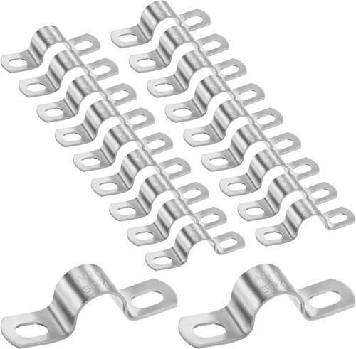 Miniatura 10 de M METERXITY Paquete de 3 abrazaderas de conducto, correa rígida de acero inoxidable 304 de 3-1/2 pulgadas M89 U con 2 agujeros