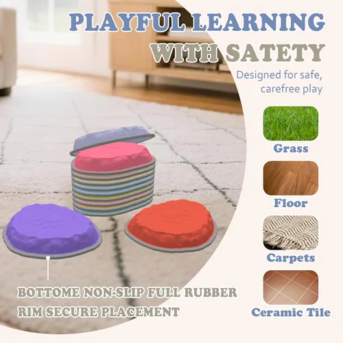 Miniatura 3 de Piedras de equilibrio para niños, 8/12 piezas de piedras de equilibrio para niños pequeños, juguetes sensoriales de curso de obstáculos Macarons