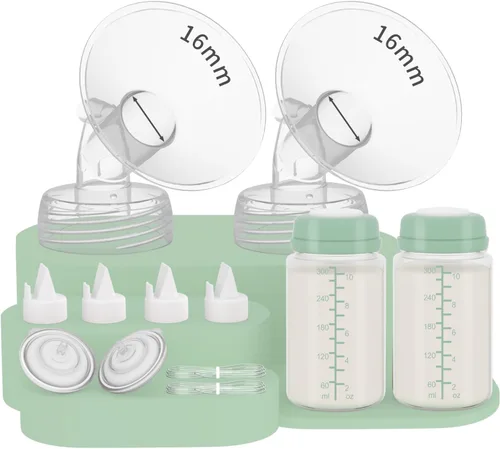 Miniatura 23 de 2 botellas de almacenamiento de leche materna de 10 onzas compatibles con SpectraS1 S2 9 Plus SG/Motif Luna/otros brida de boca ancha, recipiente