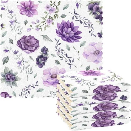 Miniatura 20 de CaTaKu Paños de cocina étnicos bohemios, paquete de 6 trapos reutilizables para lavar, paños de limpieza de microfibra, paños para secar la cocina