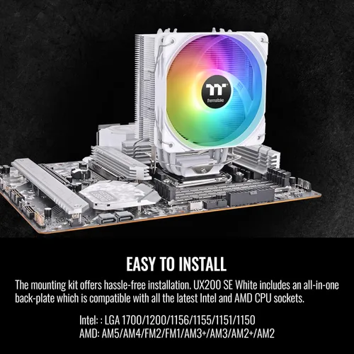Miniatura 5 de Thermaltake UX200 SE Blanco Placa base 5V Sincronización ARGB 16.8 millones de colores 15 LED direccionables Intel/AM5/AMD (LGA 1851/1700) enchufe
