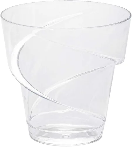 Miniatura 2 de Restaurantware Vasos de postre de 5 onzas, 100 mini tazas desechables para aperitivos, diseño redondo en espiral, tazas de plástico transparente