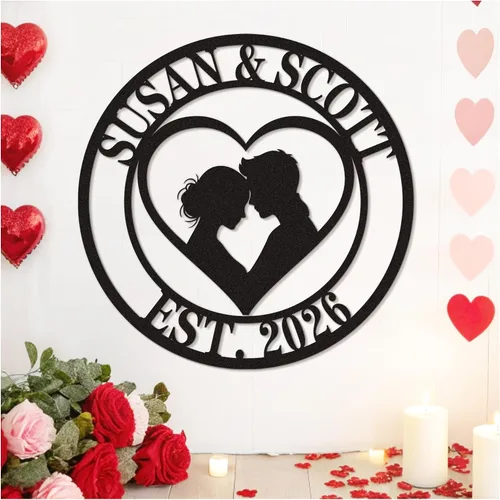 Miniatura 12 de Letrero de metal personalizado para jardín, letrero de pared para decoración al aire libre con nombre personalizado, arte de pared con apellido