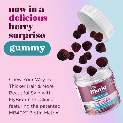 Miniatura 3 de Purity Products MyBiotin ProClinical Gomitas con Biotina - Cabello más grueso a partir de 3 semanas y combate las arrugas - MB40X Biotina Matrix