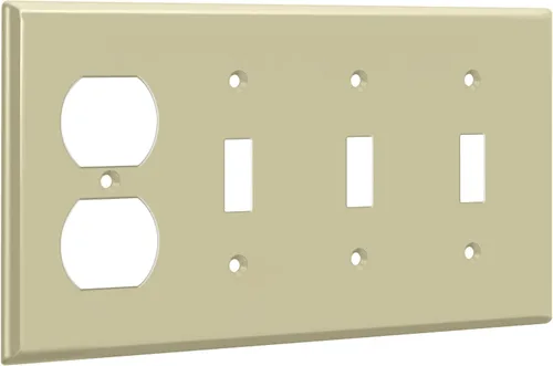 Miniatura 4 de ENERLITES Placa de pared combinada de triple palanca/salida de receptáculo dúplex individual, tamaño estándar, cubierta de interruptor de luz de 4