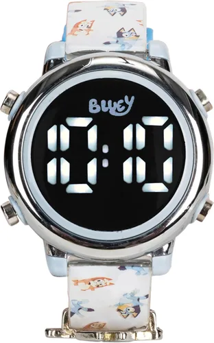 Miniatura 2 de Accutime Bluey and Bingo - Reloj digital de cuarzo para niños pequeños, niños y niñas, correa de silicona blanca con pantalla digital negra, azul