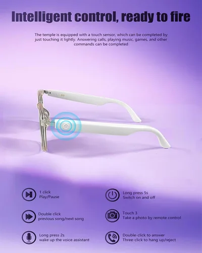 Miniatura 4 de Lentes inteligentes Bluetooth para hombres y mujeres, con protección UV, micrófono integrado y altavoces de oído abierto, lentes de sol de audio