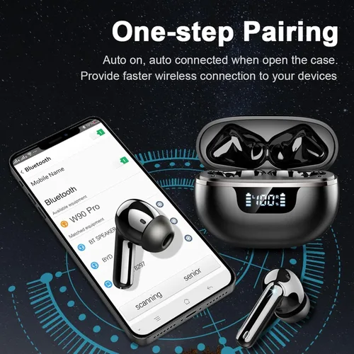 Miniatura 3 de Auriculares inalámbricos, auriculares Bluetooth 5.4 estéreo de graves profundos, auriculares intrauditivos con 4 micrófonos ENC, pantalla LED de 45