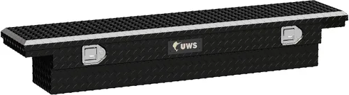 Miniatura 4 de UWS EC10312 Caja de herramientas de aluminio negro brillante de 63 pulgadas con pared gruesa, caja de herramientas para camiones delgada con tapa