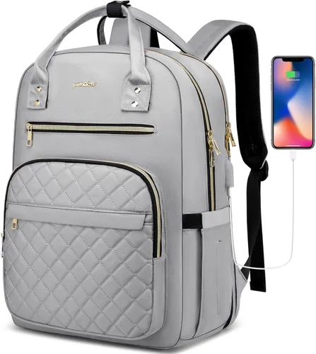 Miniatura 15 de Mochila YAMTION para mujeres y adolescentes, mochila escolar con USB para estudiantes universitarios, bolsa para portátil con TSA para trabajo