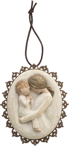 Miniatura 11 de Willow Tree - Adorno colgante de corazón dorado con borde de metal, figura esculpida y pintada a mano en relieve