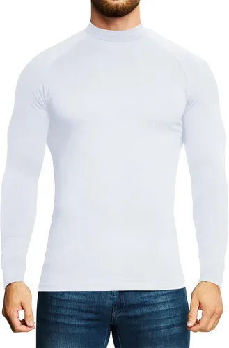 Miniatura 2 de elselect Camisas de cuello alto para hombre, estilo casual, ajustadas, básicas, ligeras, suéter