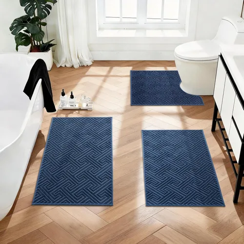 Miniatura 20 de YIHOUSE Beige Bathroom Rugs 17"x24", Quick Dry Non Slip Bath Rug, Absorbent Machine Washable Thin Bath Mat for Restroom Floor Tub Laundry Room Home