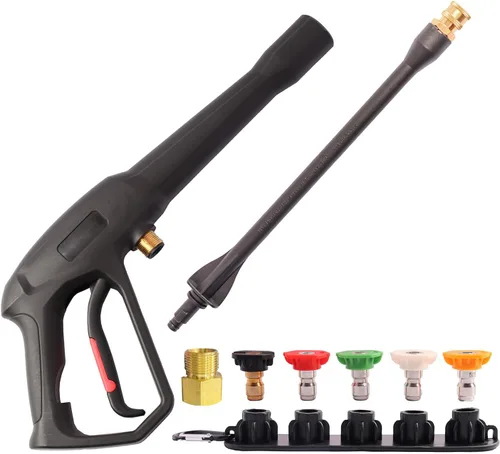 Pistola de pulverización para lavadora a presión - para pistola de lavado a presión Ryobi M22-14MM y conectores de manguera M22-15MM - con 1 soporte