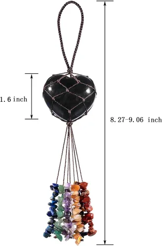 Miniatura 2 de moonsix Adorno colgante de piedra hecho a mano en forma de corazón para espejo retrovisor del automóvil, decoración de cristal curativo para oficina