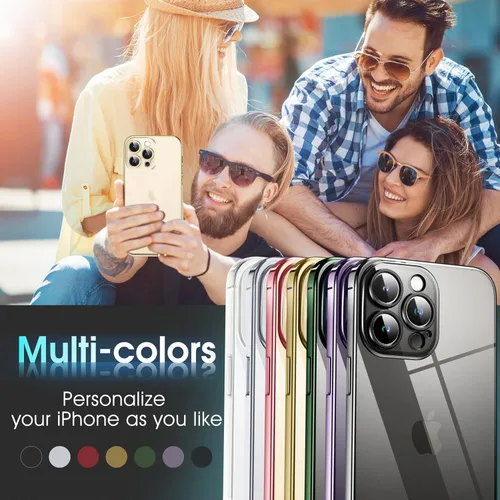 Miniatura 8 de Supdeal Funda transparente para iPhone 13 Pro Max, [No se pone amarilla] [probada en caídas de grado militar] funda protectora para teléfono a Dorado