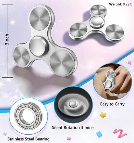 Miniatura 3 de ATESSON Spinner Fidget juguete, 3 a 5 minutos de giro, ultra duradero de acero inoxidable, rodamientos de alta velocidad de precisión