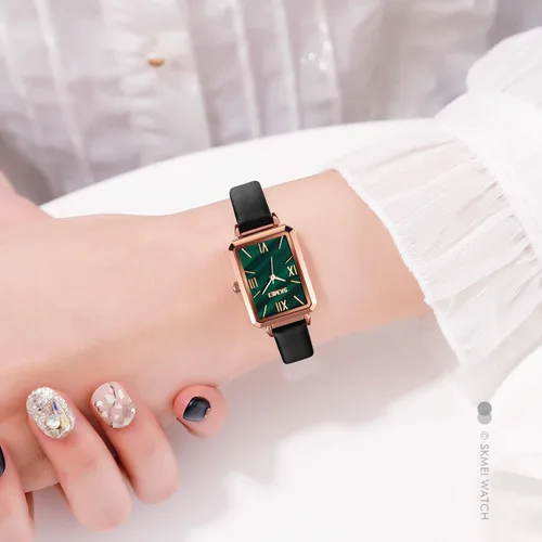 Miniatura 7 de SKMEI - Reloj de pulsera para mujer, de piel, rectangular, elegante, para mujer, Classic, forro polar verde con licencia oficial de star wars silent