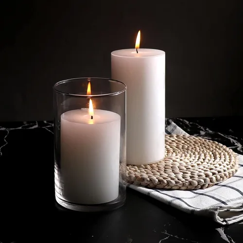Miniatura 4 de Juego de 3 jarrones cilíndricos de vidrio para centros de mesa, florero transparente de 6 pulgadas de alto para decoración del hogar, portavelas
