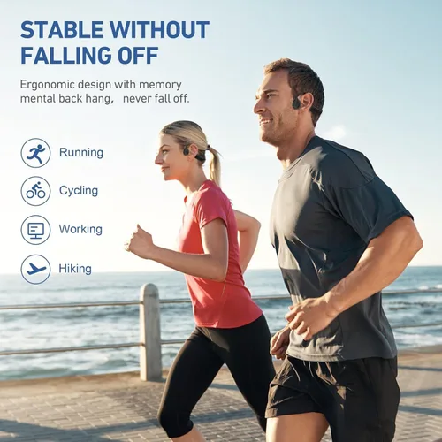 Miniatura 6 de Auriculares de conducción ósea de oído abierto, auriculares Bluetooth inalámbricos IPX5 impermeables para deportes, correr, gimnasio, ciclismo