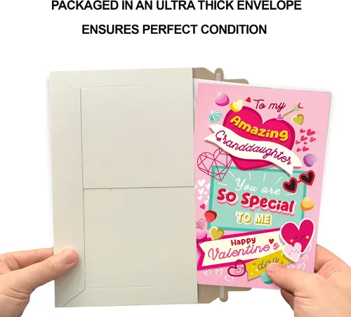 Miniatura 5 de Prime Greetings Tarjeta para el día de San Valentín para nieta, fabricada en Estados Unidos, ecológica, tarjeta gruesa con sobre de alta calidad