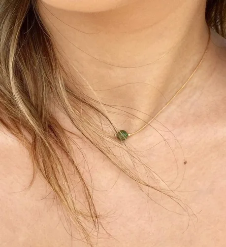 Miniatura 2 de Collar de piedras preciosas, gargantilla de jade nefrita natural de Canadá, collar impermeable, collar delicado simple, gargantilla delicada, collar