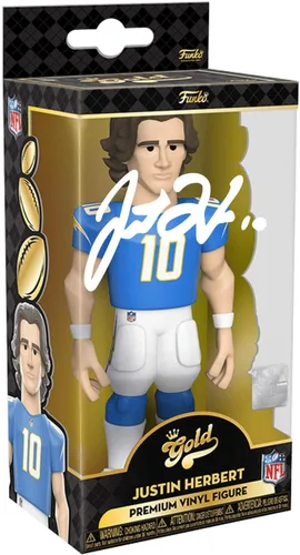 Justin Herbert Gold - Figura de Fútbol de la NFL: Los Angeles Chargers de 5 pulgadas con autógrafo láser